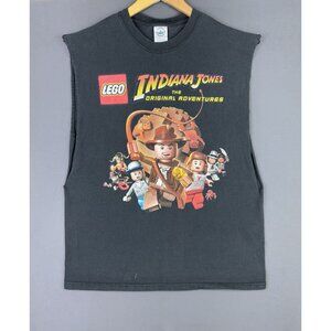 Vintage Y2K Lego Indiana Jones Movie Promo Rare Black Large Fade Chopped Sleeve